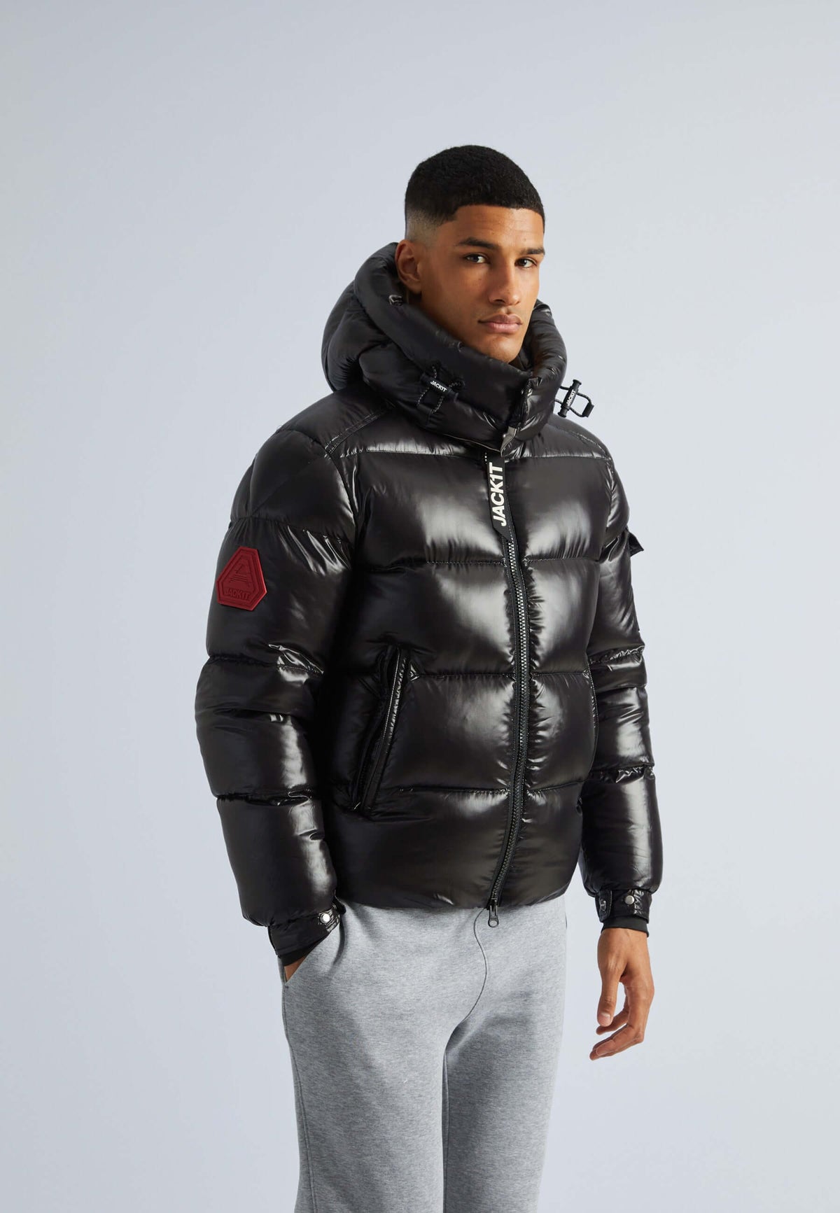 EZ Slick Puffer Hooded Jacket Black/Stone by JACK1T
