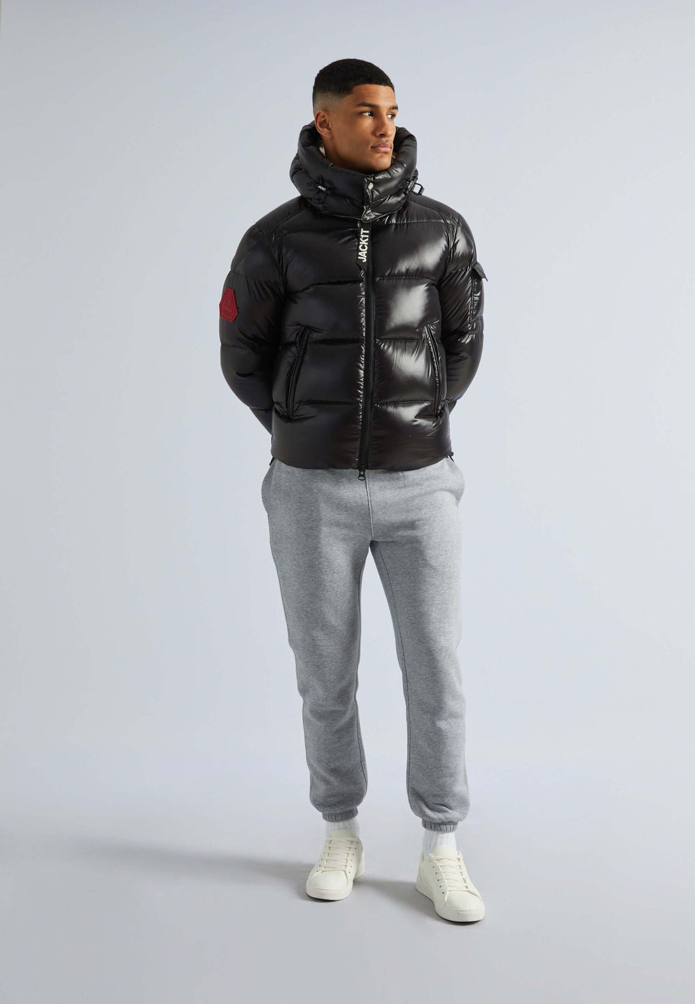 EZ Slick Puffer Hooded Jacket Black/Stone by JACK1T