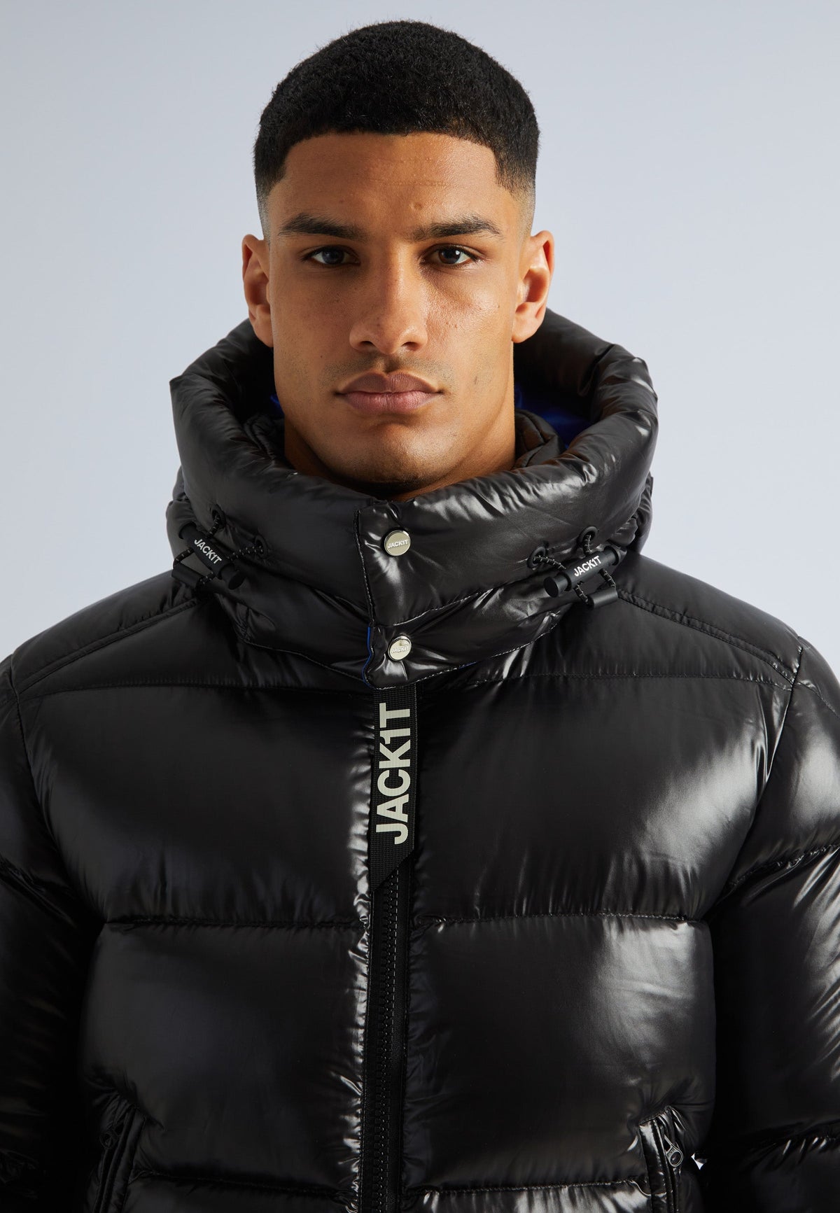 EZ Slick Puffer Hooded Jacket Black/Glacial Blue by JACK1T