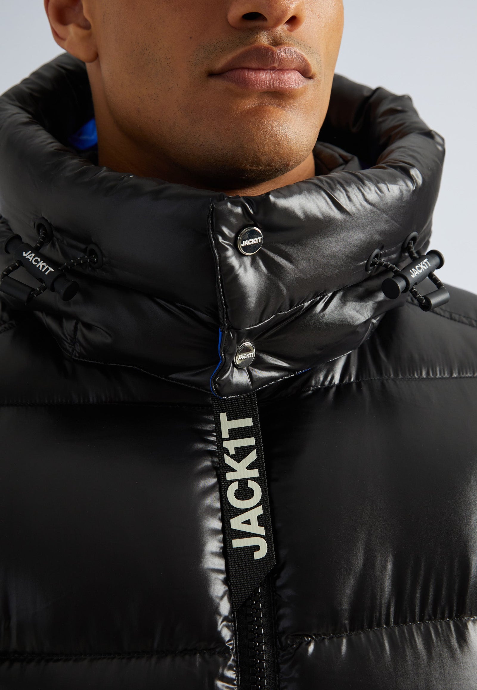 EZ Slick Puffer Hooded Jacket Black/Glacial Blue by JACK1T