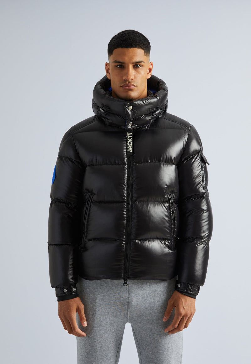 EZ Slick Puffer Hooded Jacket Black/Glacial Blue by JACK1T