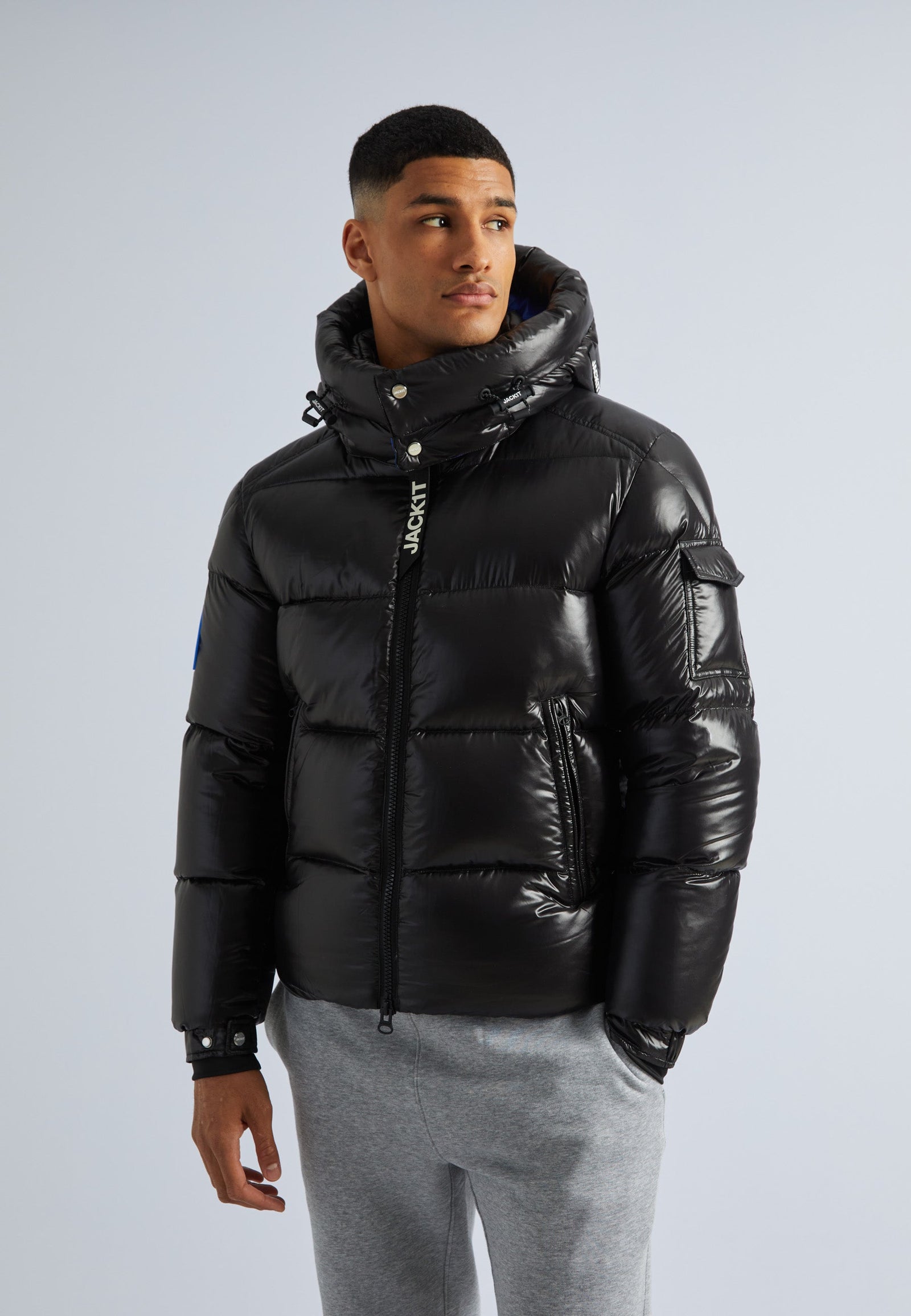 EZ Slick Puffer Hooded Jacket Black/Glacial Blue by JACK1T