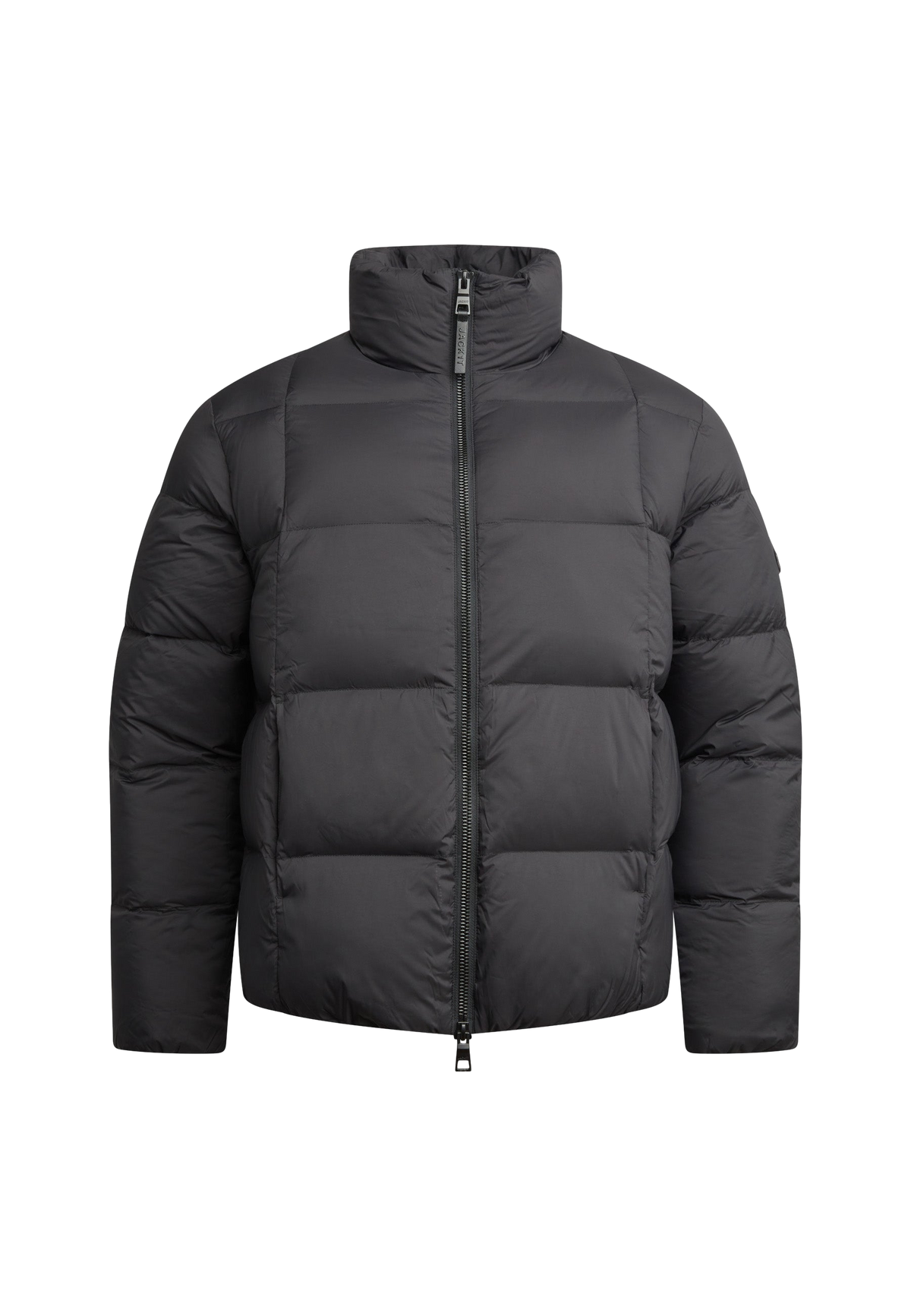 Cloud Lightweight Puffer Racer Jacket Black flat lay swatch