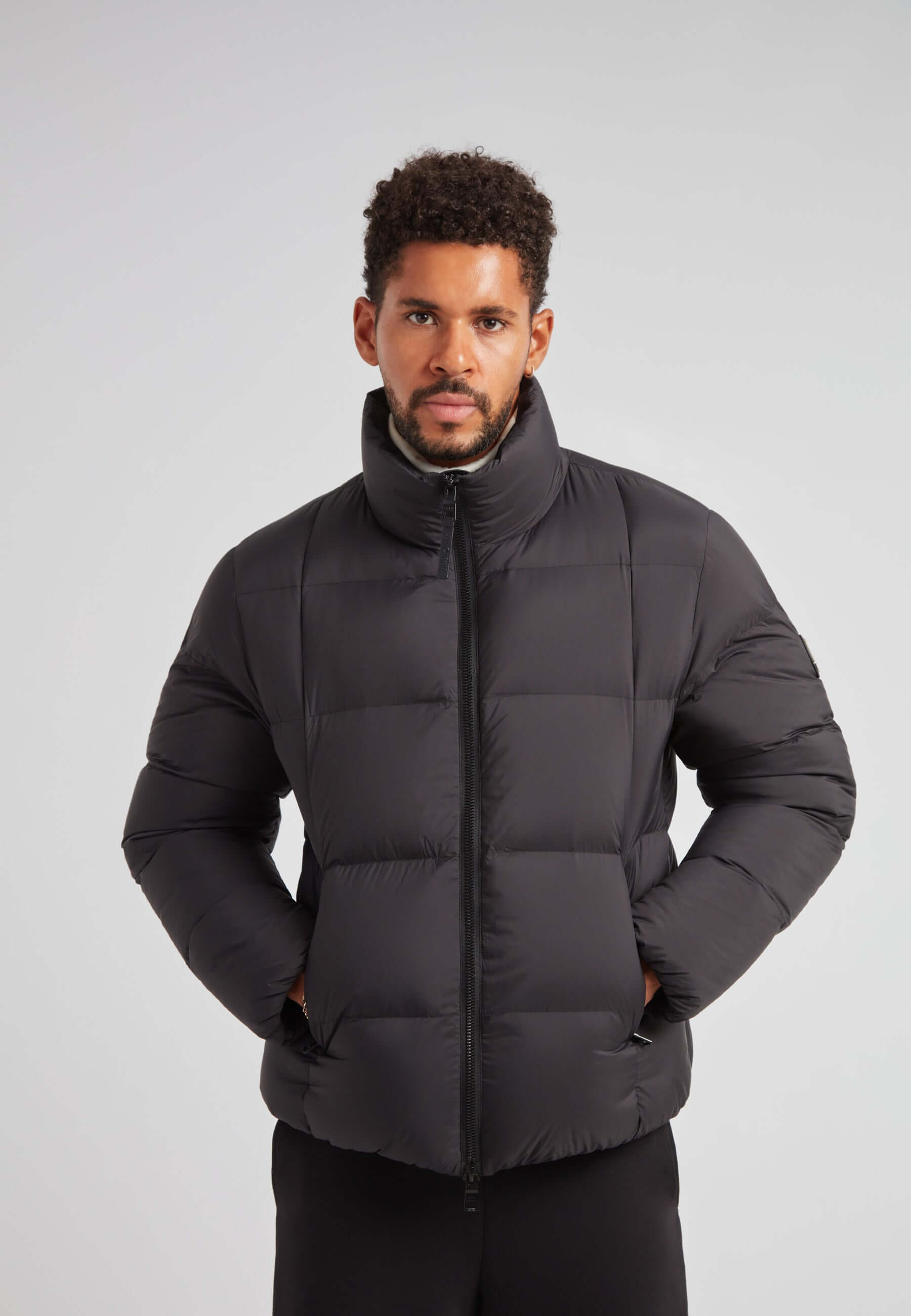 Cloud Lightweight Puffer Racer Jacket Black