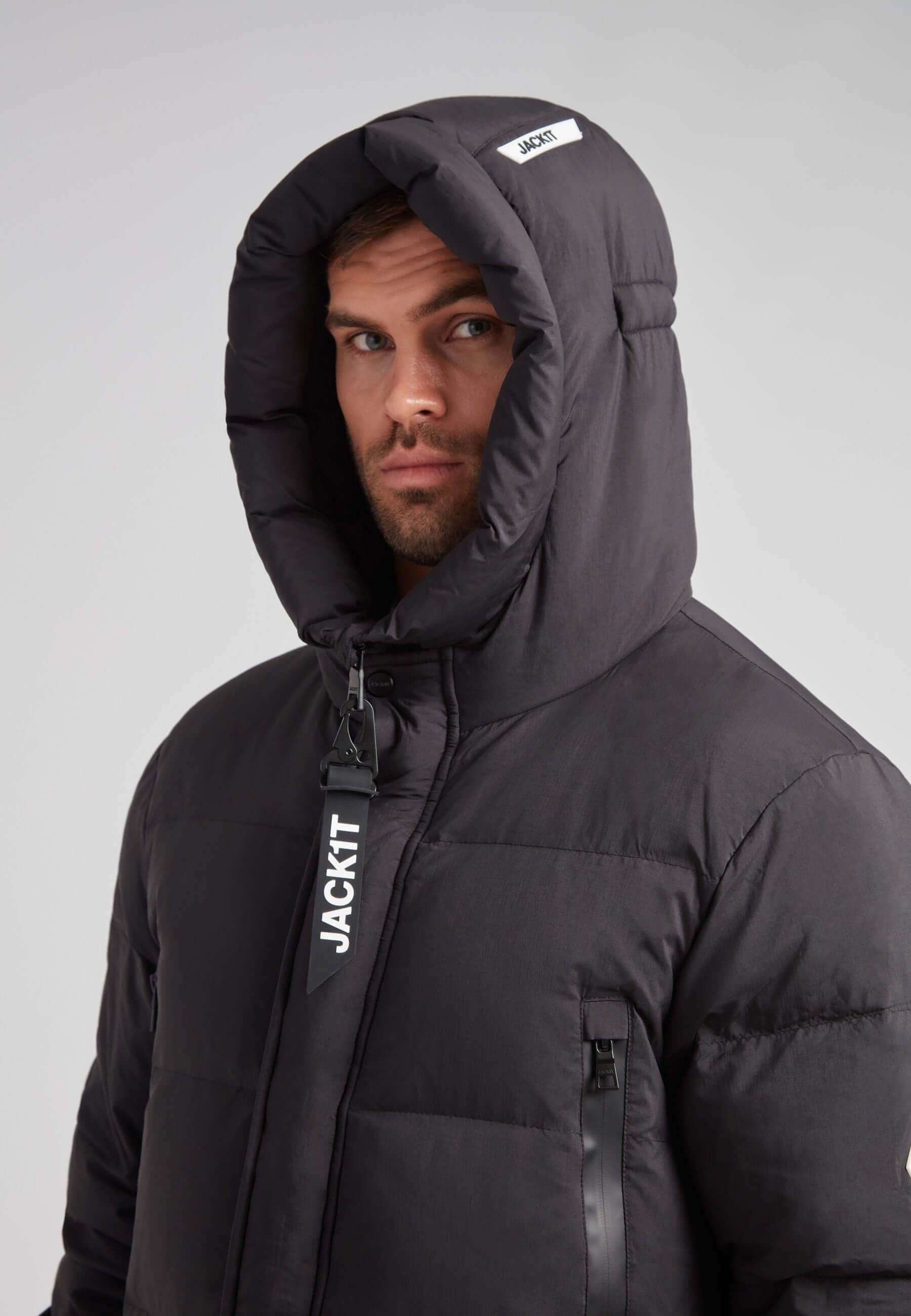 Mens Extra Long Puffer Coat in Black - Winter Essential – JACK1T