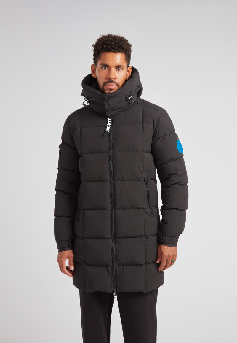 EZ Boxed Long Down Puffer Coat Matt Black