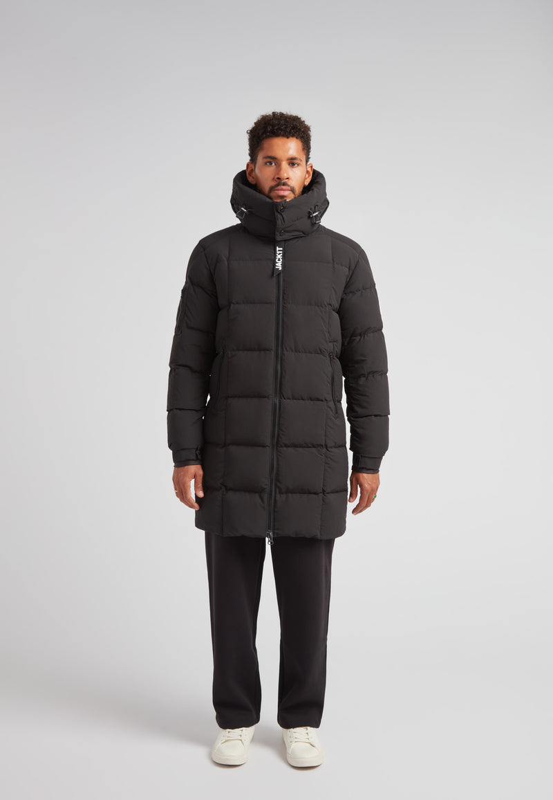 EZ Boxed Long Down Puffer Coat Matt Black
