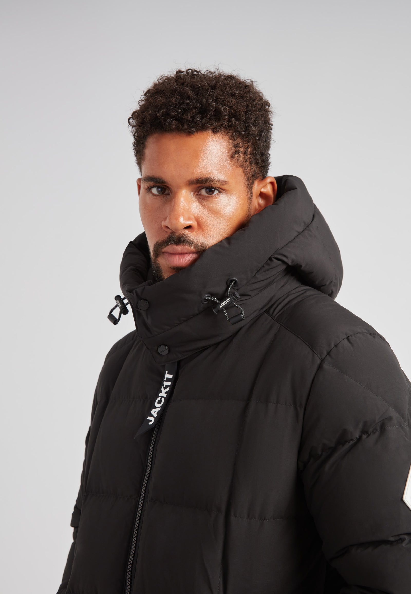 EZ Boxed Long Down Puffer Coat in Black/Black | JACK1T