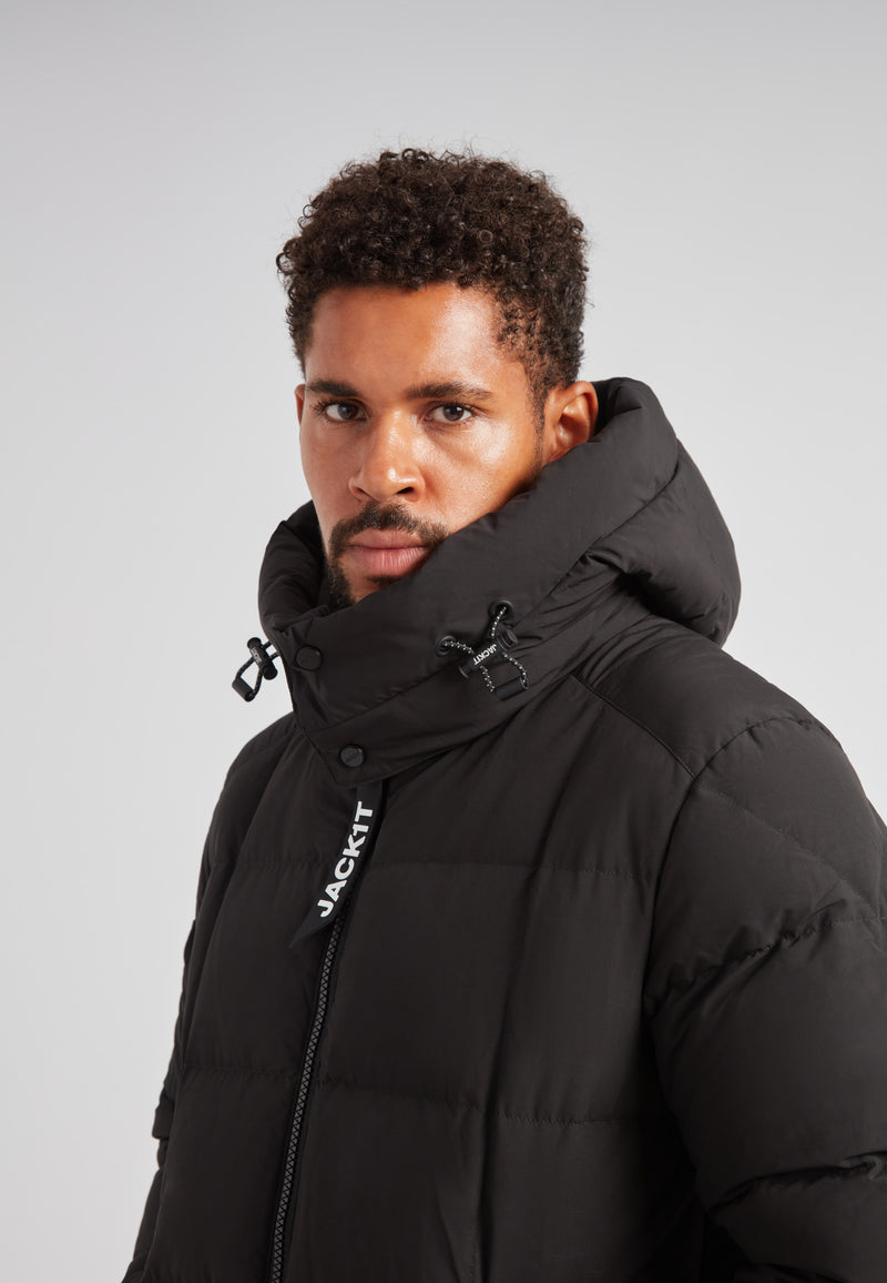 EZ Boxed Long Down Puffer Coat Matt Black