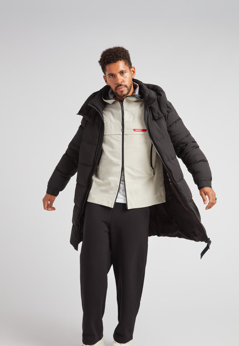 EZ Boxed Long Down Puffer Coat Matt Black Winter Essential – JACK1T