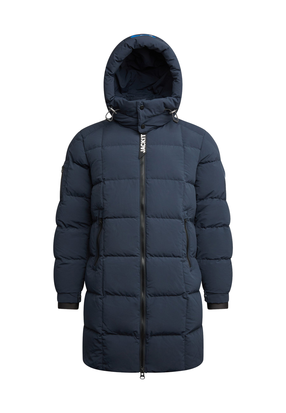 EZ Boxed Long Down Puffer Coat Matt Ink flat lay swatch