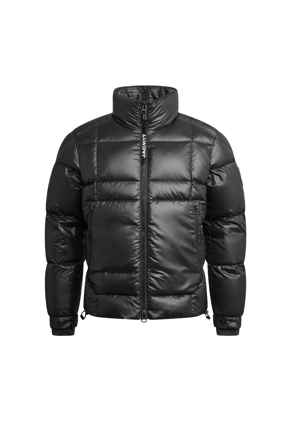 EZ Boxed Funnel Puffer Jacket Lux Black flat lay swatch