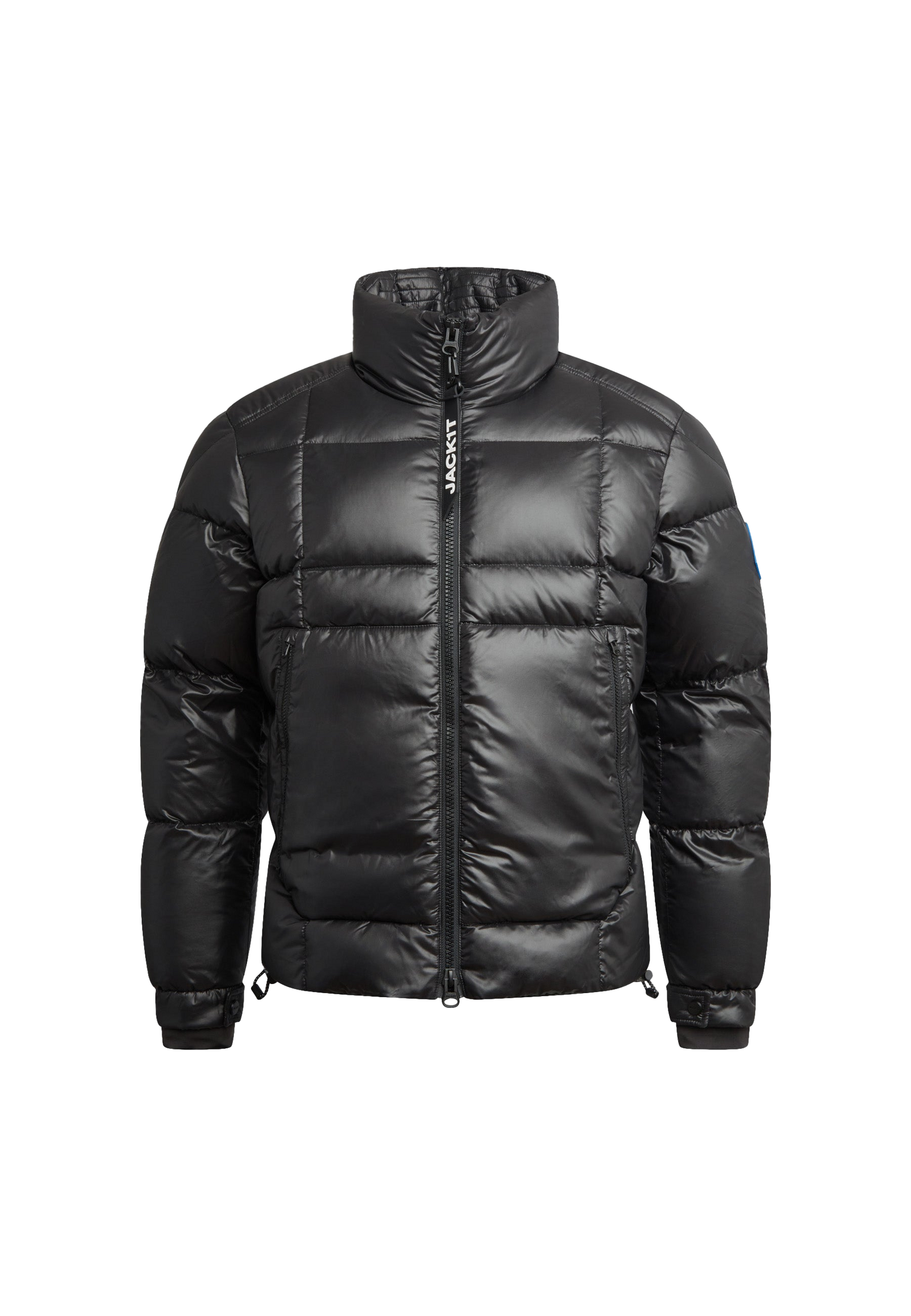 EZ Boxed Funnel Puffer Jacket Lux Black flat lay swatch