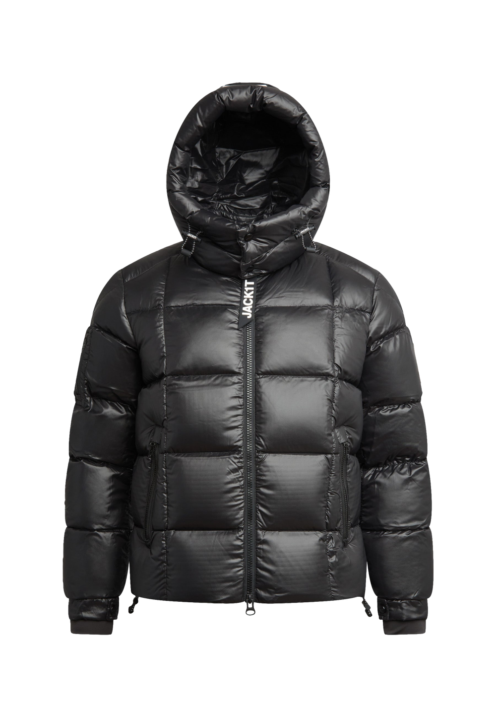 EZ Boxed Puffer Racer Jacket Lux Black flat lay swatch