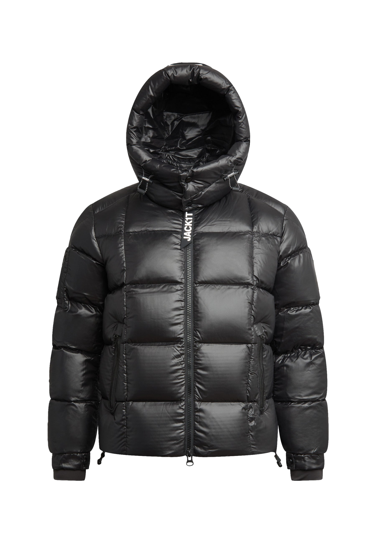 EZ Boxed Puffer Racer Jacket Lux Black flat lay swatch