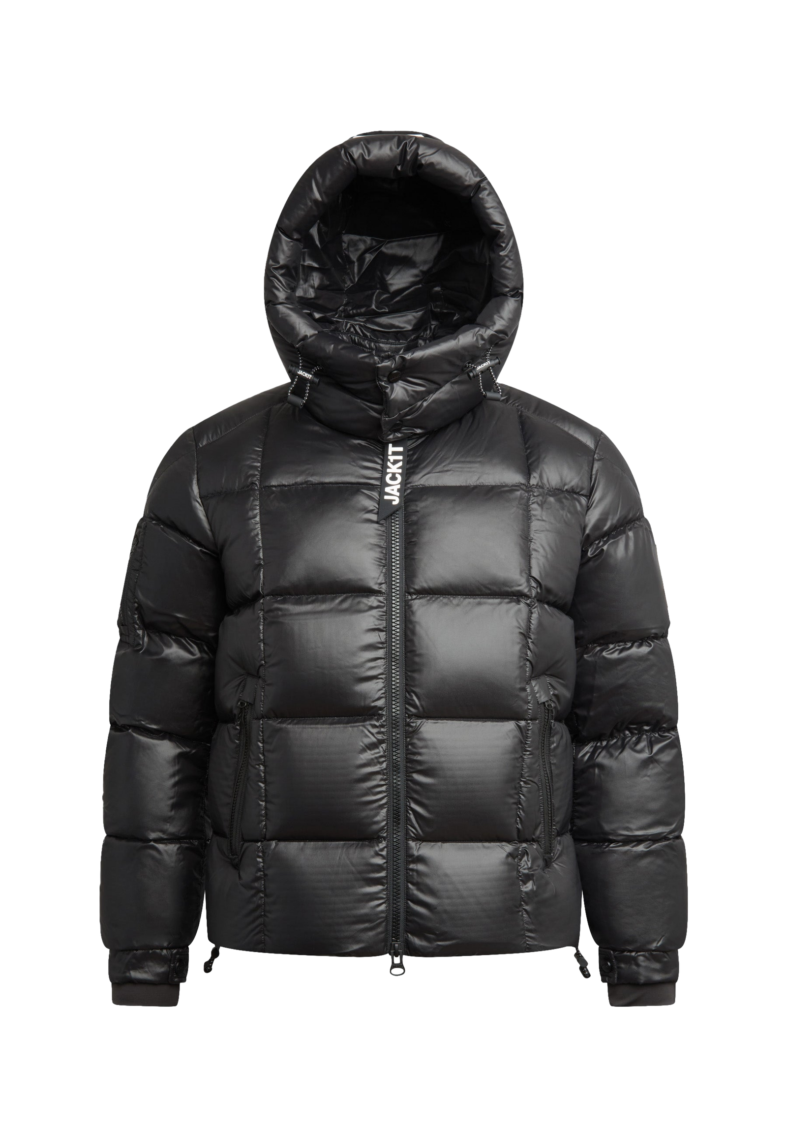 EZ Boxed Puffer Racer Jacket Lux Black flat lay swatch