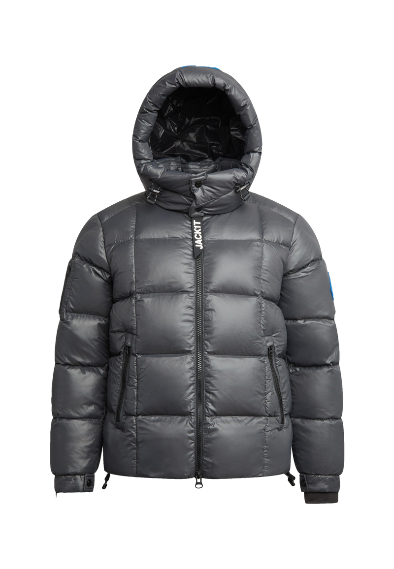 EZ Boxed Puffer Racer Jacket Lux Graphite flat lay swatch