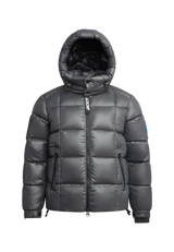 EZ Boxed Puffer Racer Jacket Lux Graphite flat lay swatch