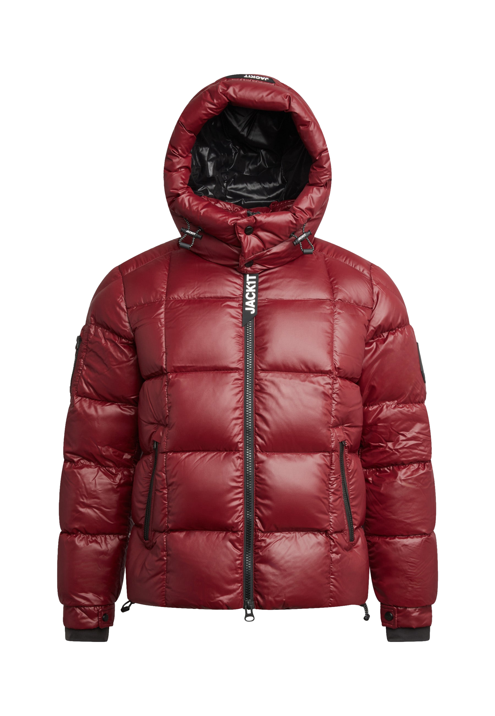 EZ Boxed Puffer Racer Jacket Lux Red flat lay swatch