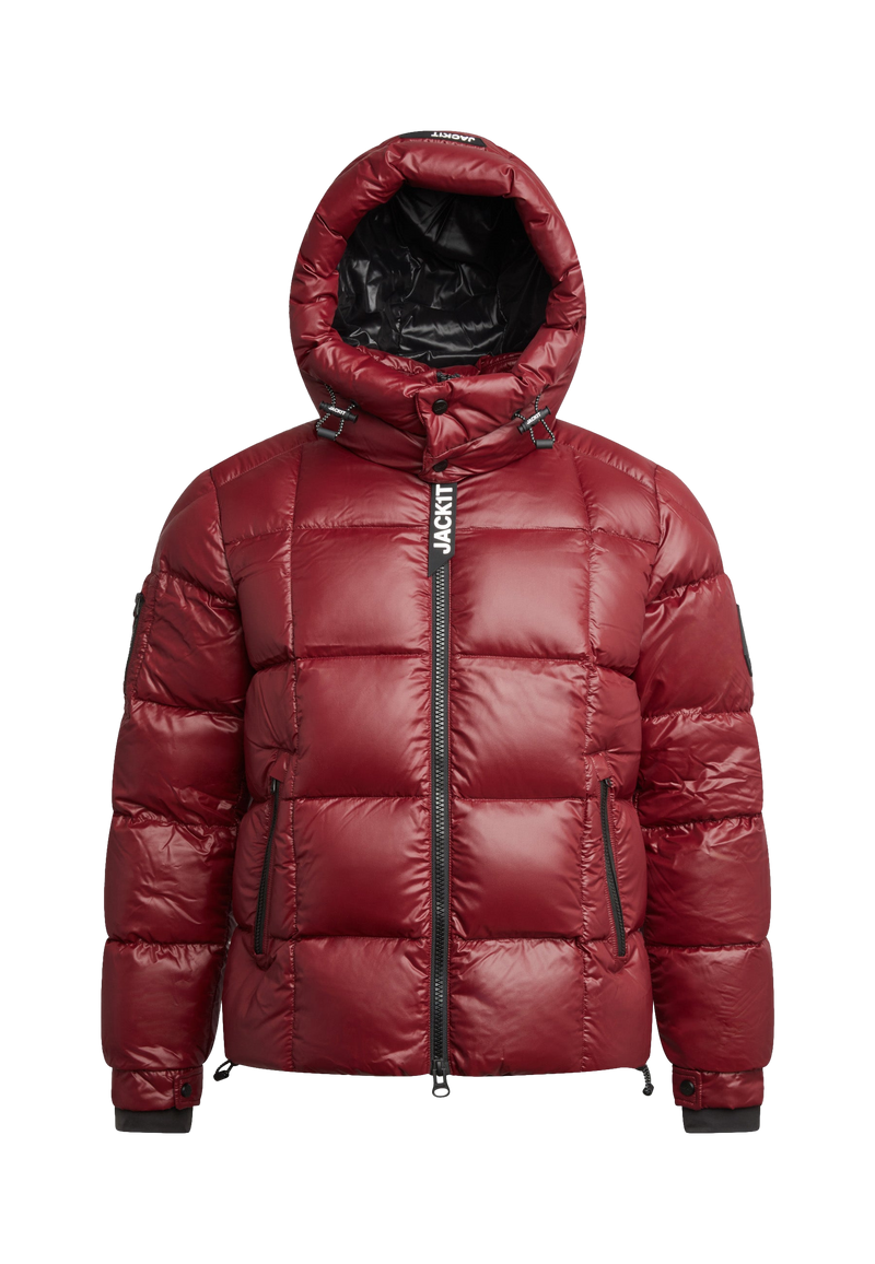 EZ Boxed Puffer Racer Jacket Lux Red flat lay swatch