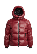 EZ Boxed Puffer Racer Jacket Lux Red flat lay swatch