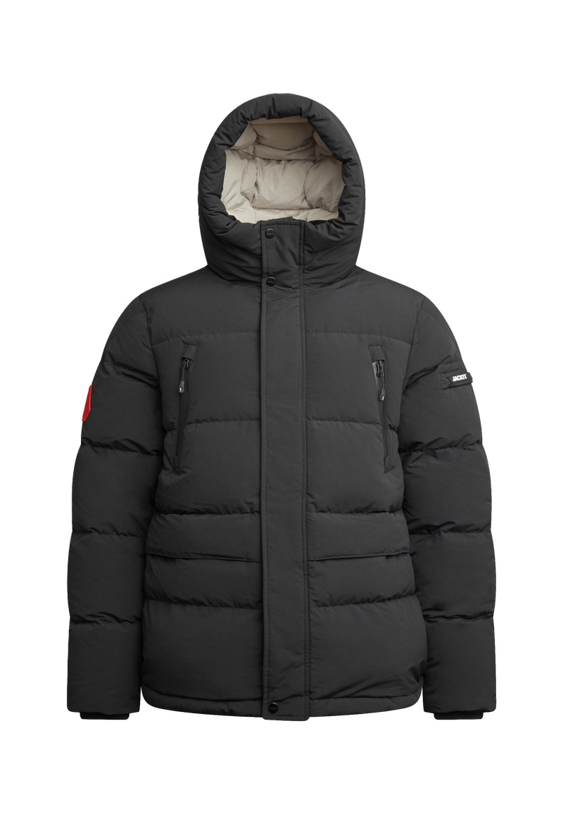 EZ Frontier Prime Down Puffer Jacket Matt Black flat lay swatch