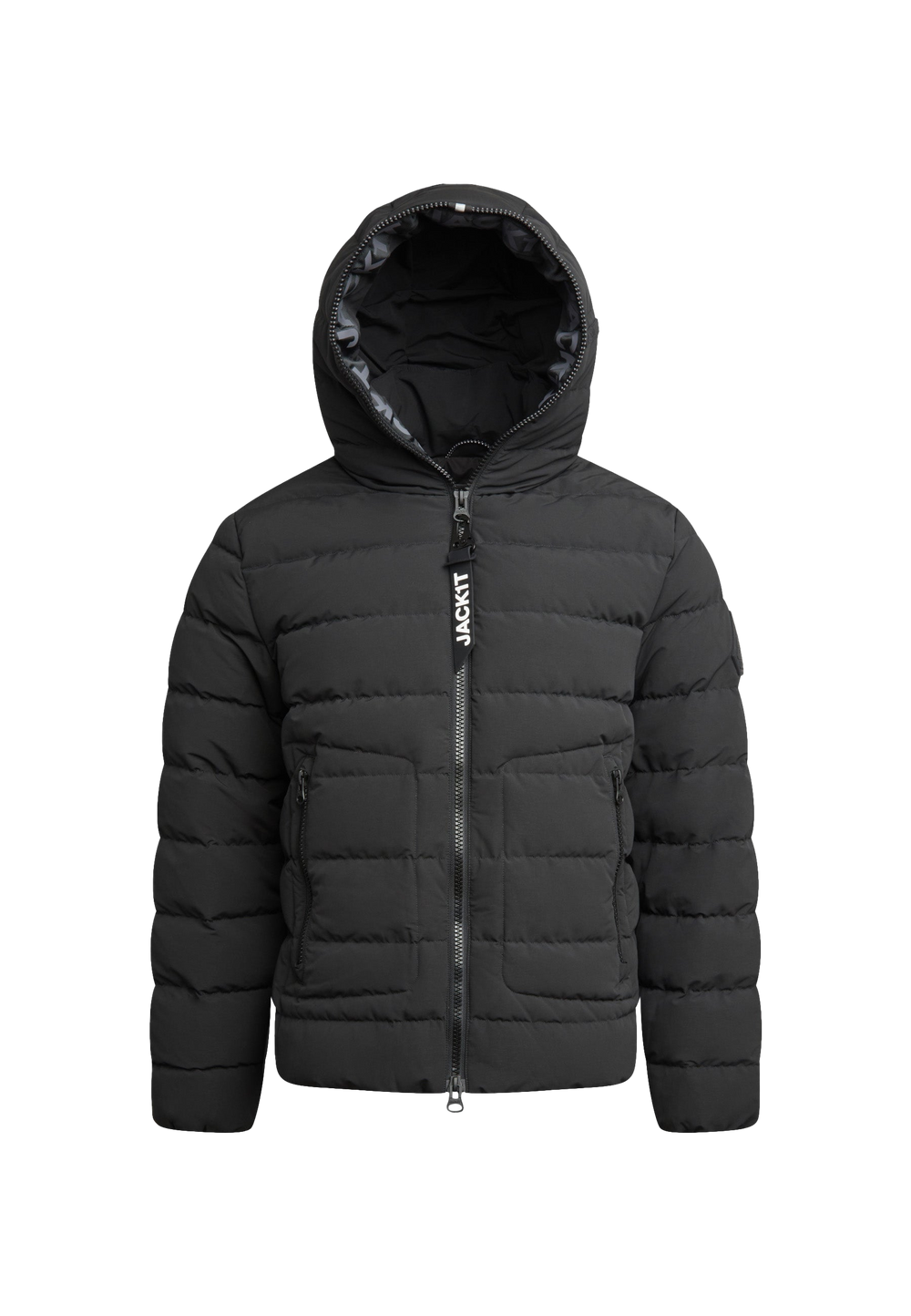 R4D Tramline Puffer Racer Jacket Matt Black flat lay swatch