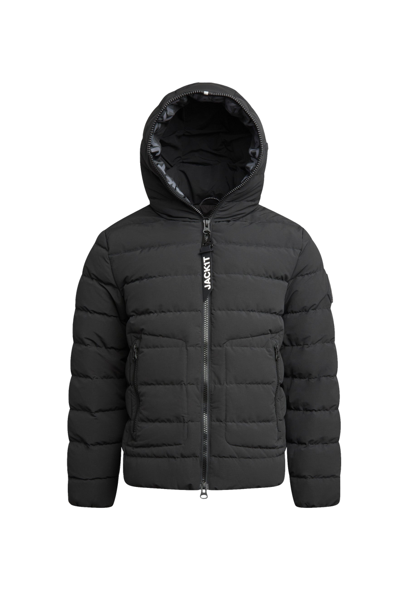 R4D Tramline Puffer Racer Jacket Matt Black flat lay swatch