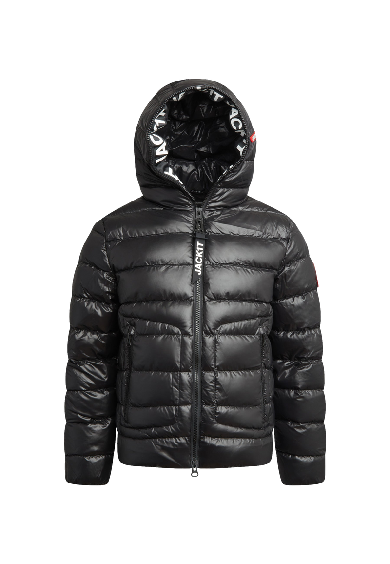 R4D Tramline Puffer Racer Jacket Lux Black flat lay swatch