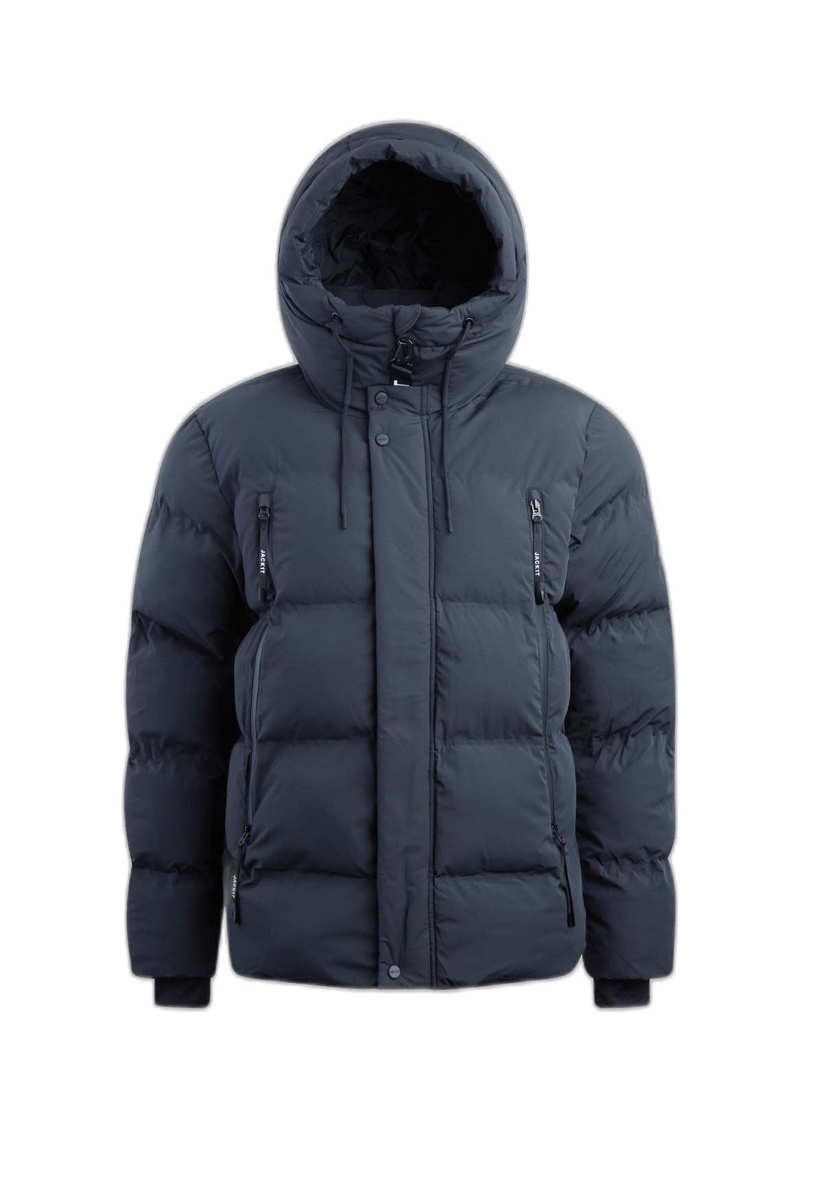 Supremo Frontier Black mens puffer jacket black with structured silhouette and premium insulation.