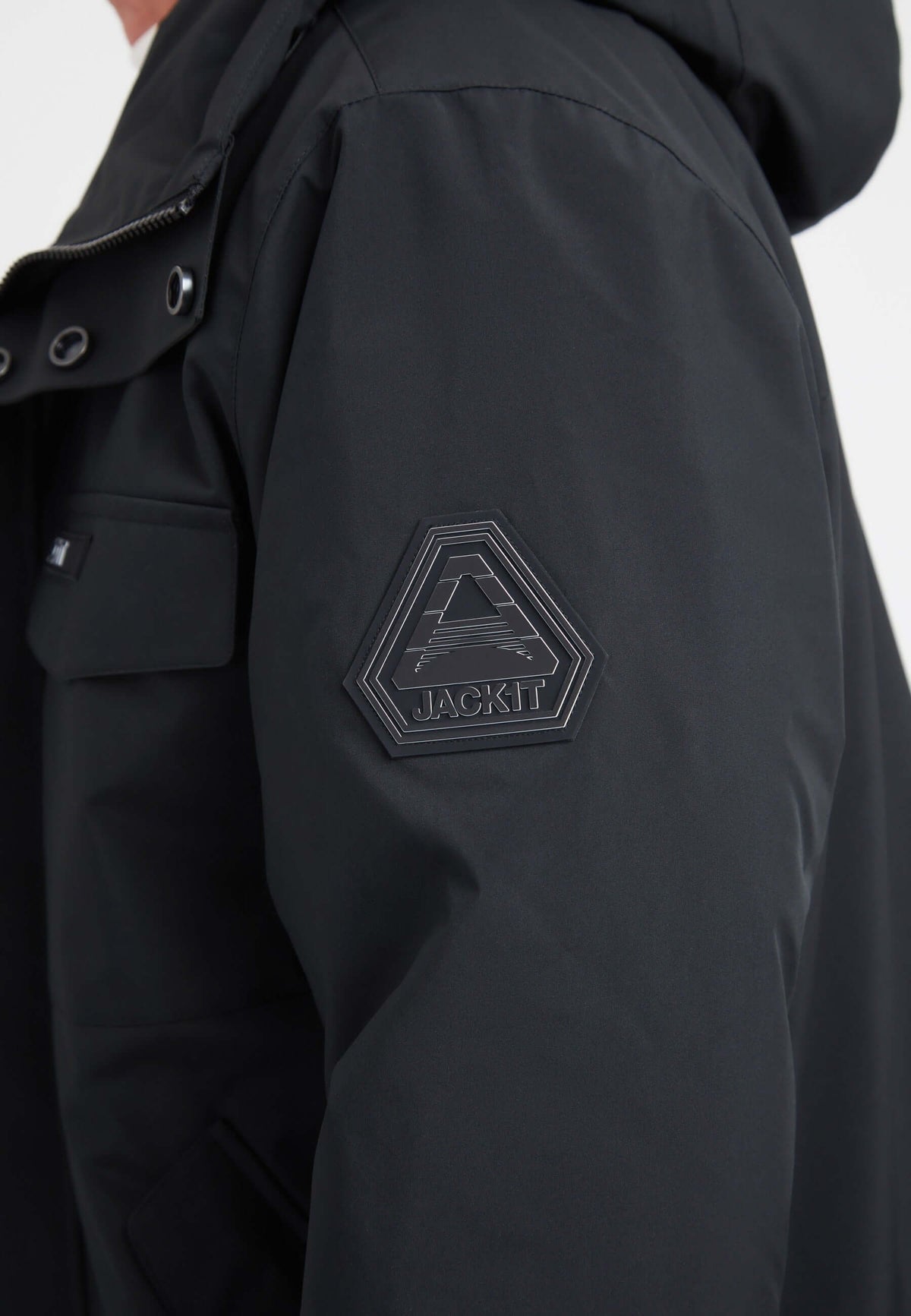 Thorium Hooded Jacket Black detail shot by JACK1T