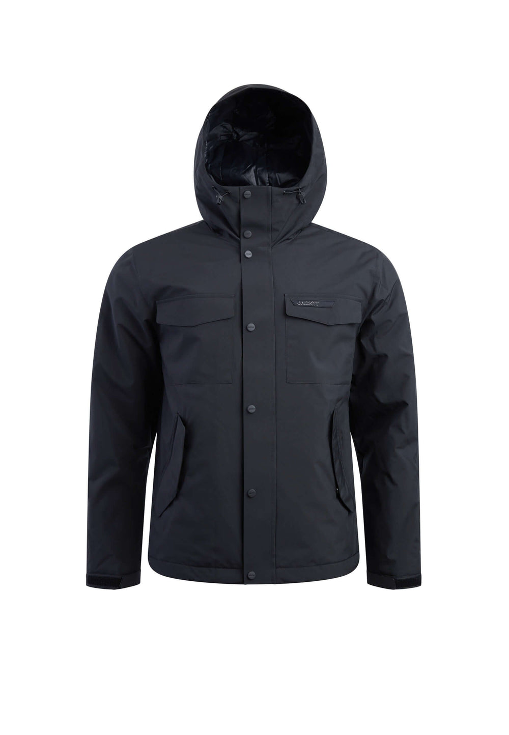 Thorium Hooded Jacket Black flat lay swatch