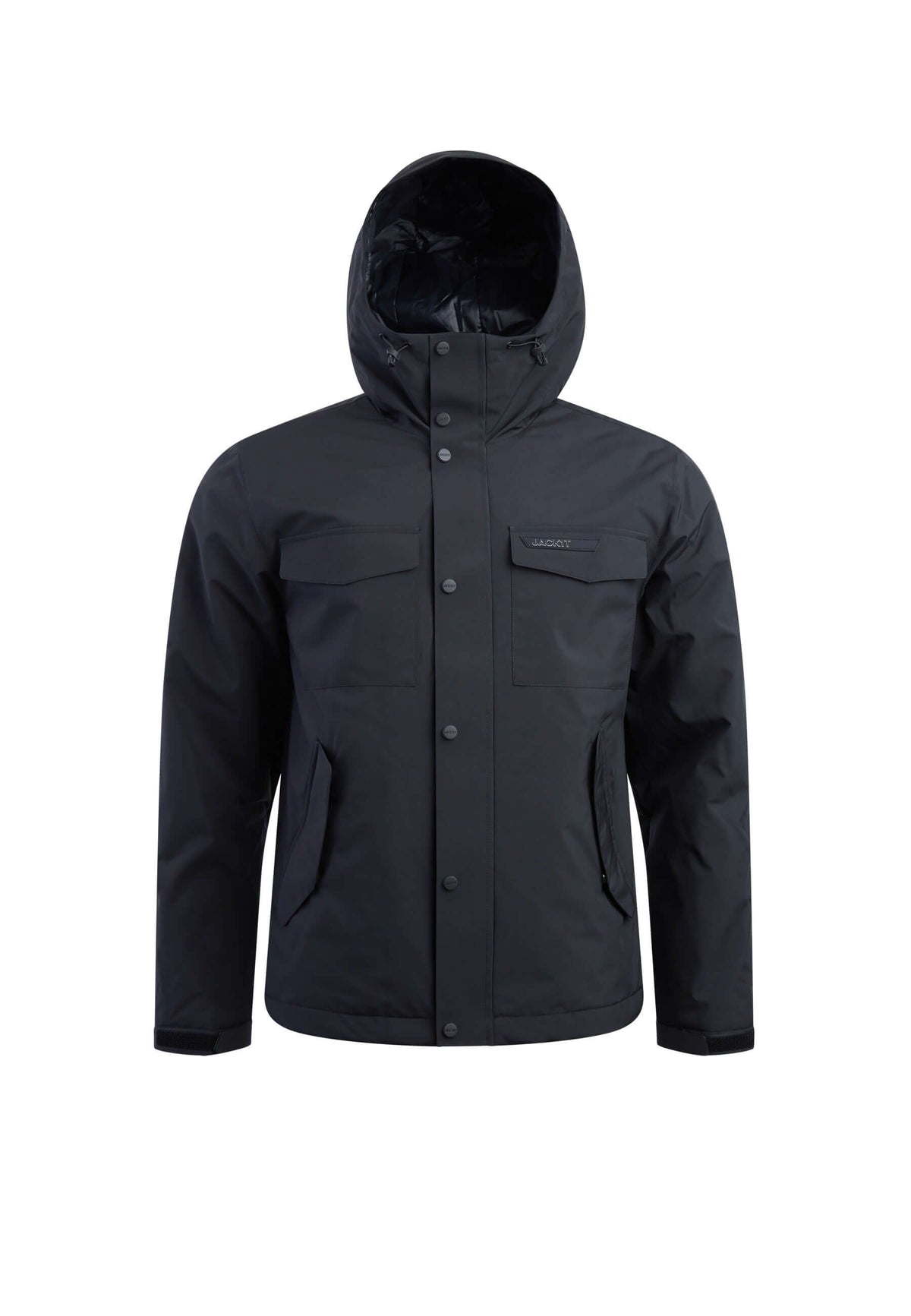 Thorium Hooded Jacket Black flat lay swatch