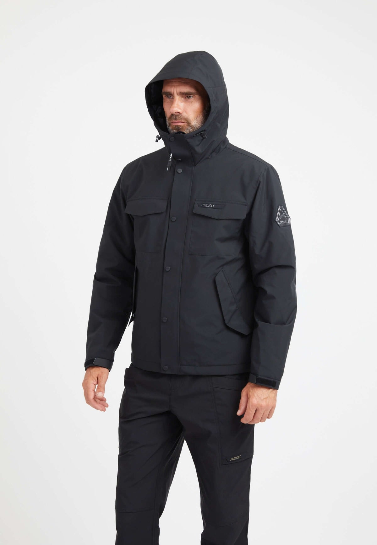 Thorium Hooded Jacket Black styled shot by JACK1T