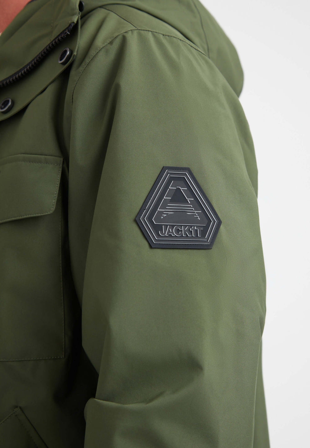 Thorium Hooded Jacket Deep Olive detail shot by JACK1T