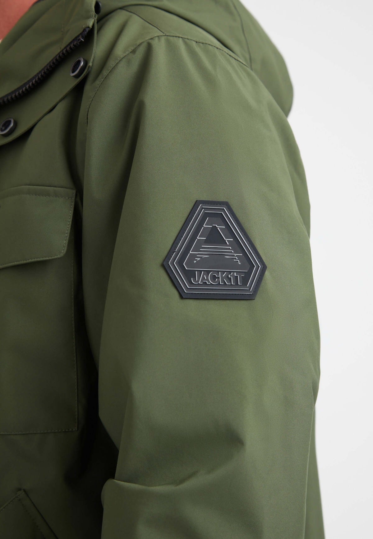 Thorium Hooded Jacket Deep Olive detail shot by JACK1T