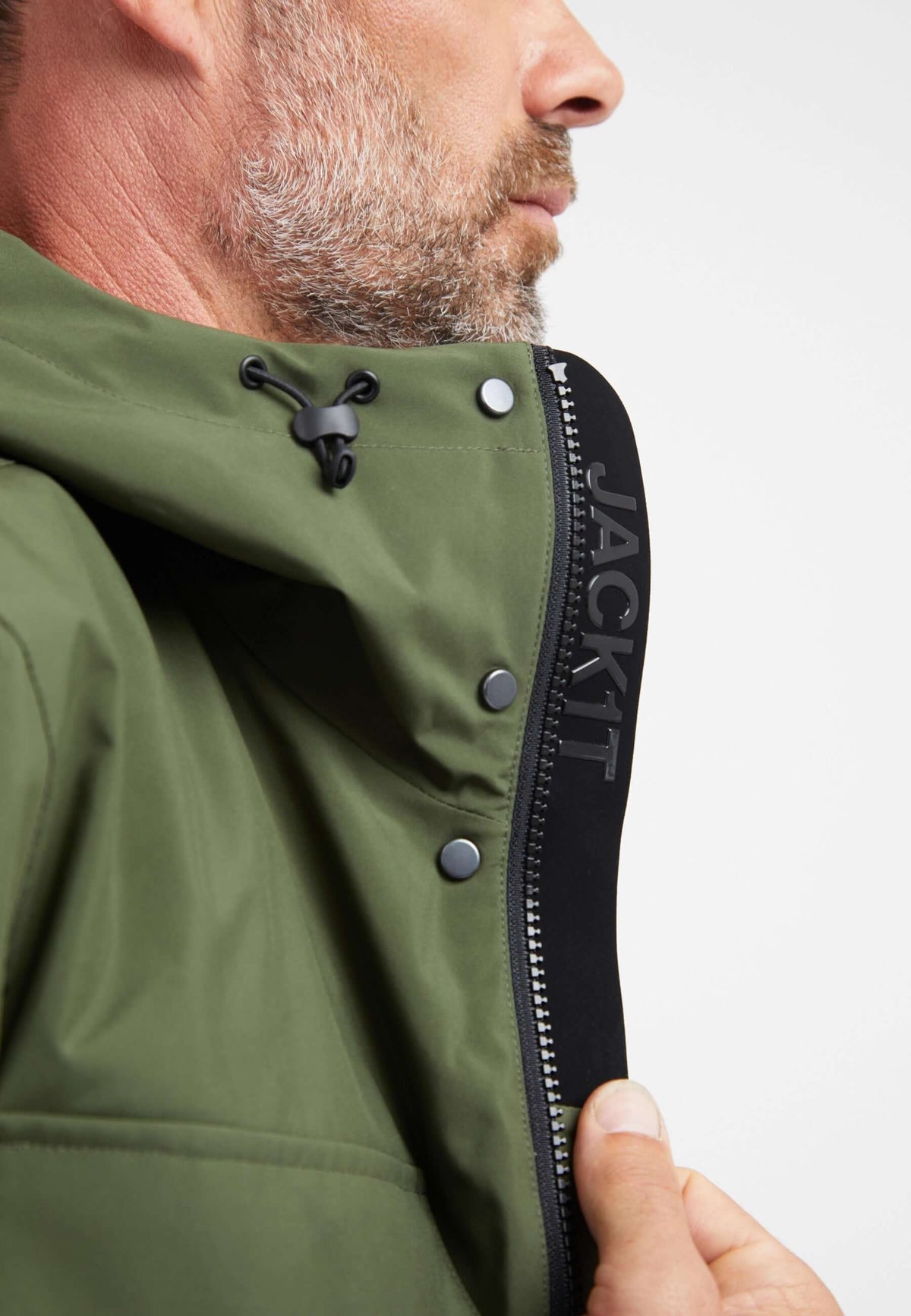 Thorium Hooded Jacket Deep Olive detail shot by JACK1T