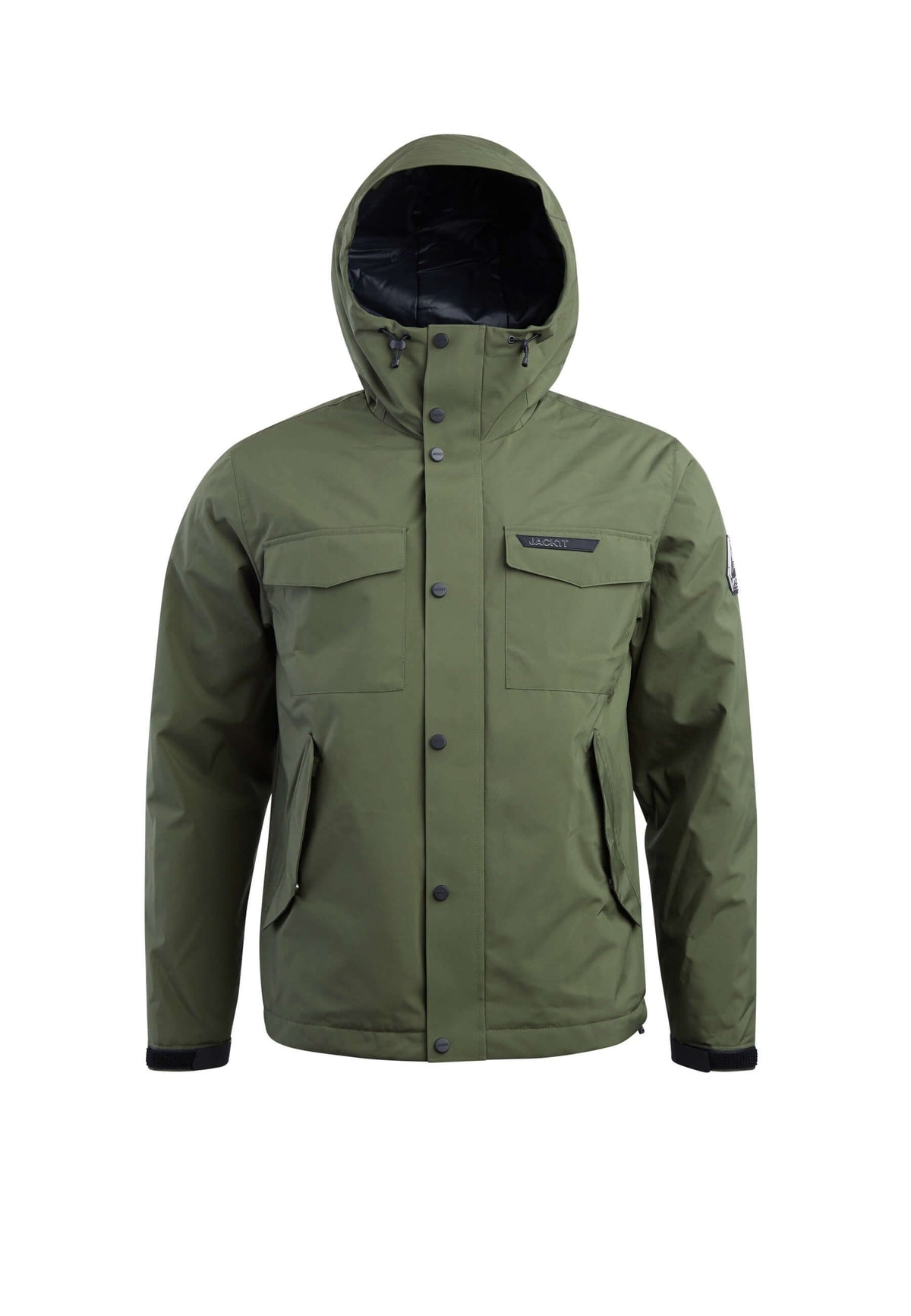 Thorium Hooded Jacket Deep Olive flat lay swatch
