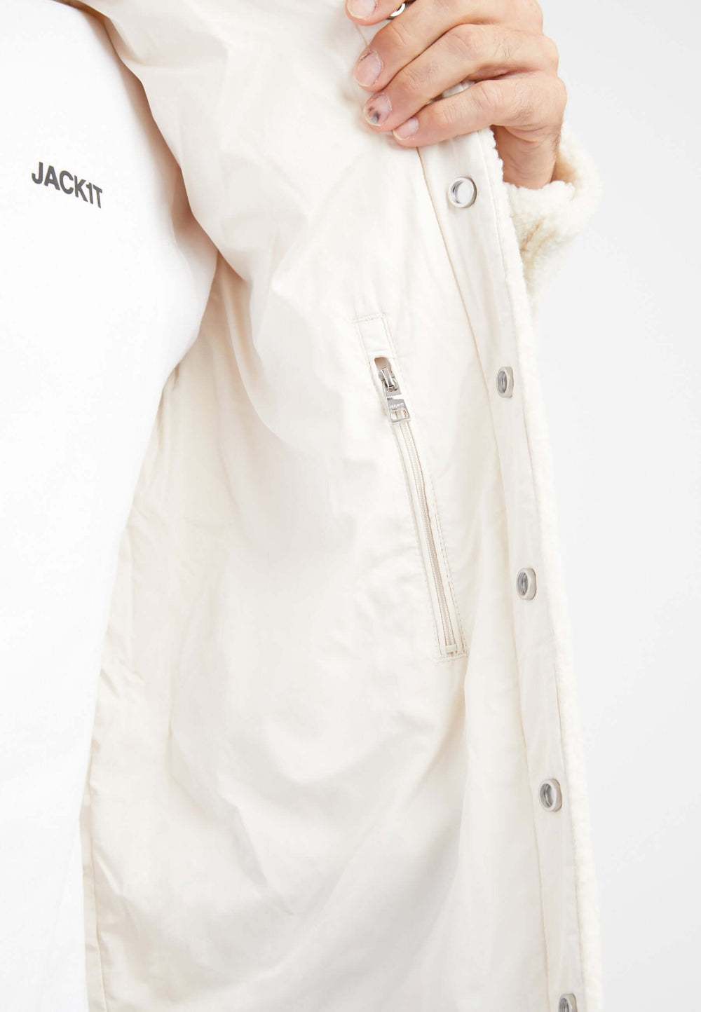 Sherpa Shirt Jacket Ecru detail shot by JACK1T