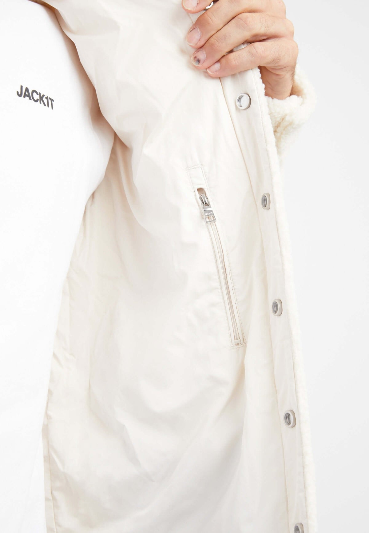 Sherpa Shirt Jacket Ecru detail shot by JACK1T