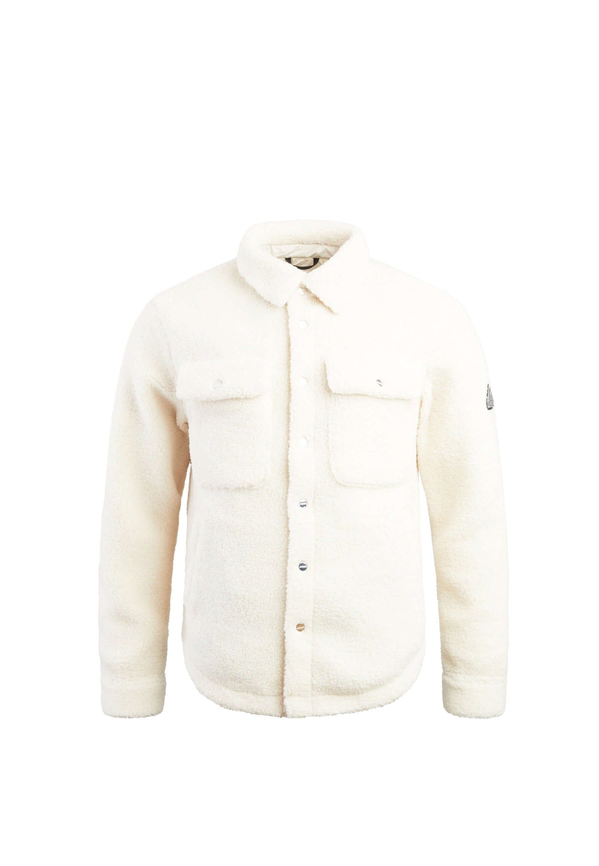 Sherpa Shirt Jacket Ecru flat lay swatch