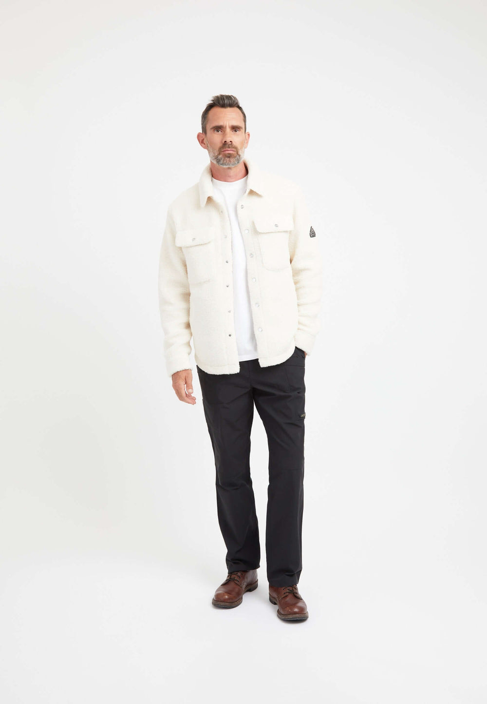 Sherpa Shirt Jacket Ecru styled shot by JACK1T