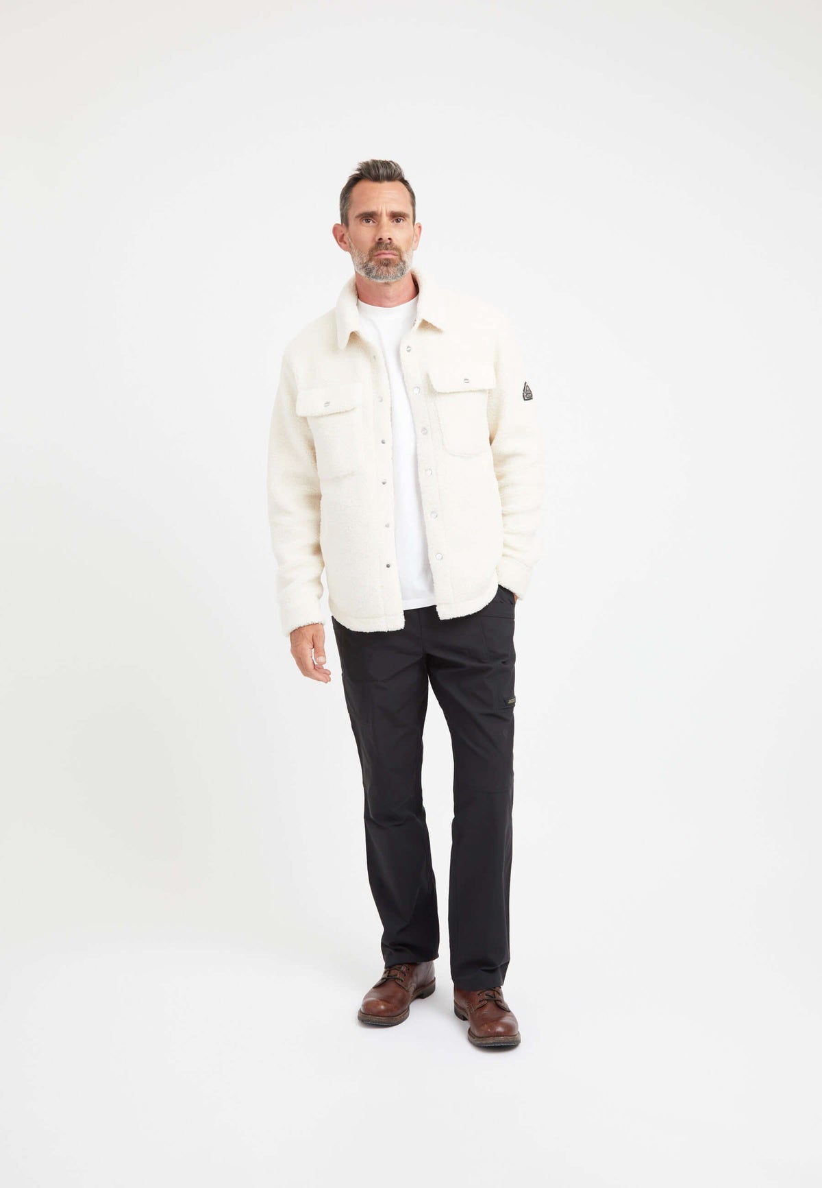 Sherpa Shirt Jacket Ecru styled shot by JACK1T