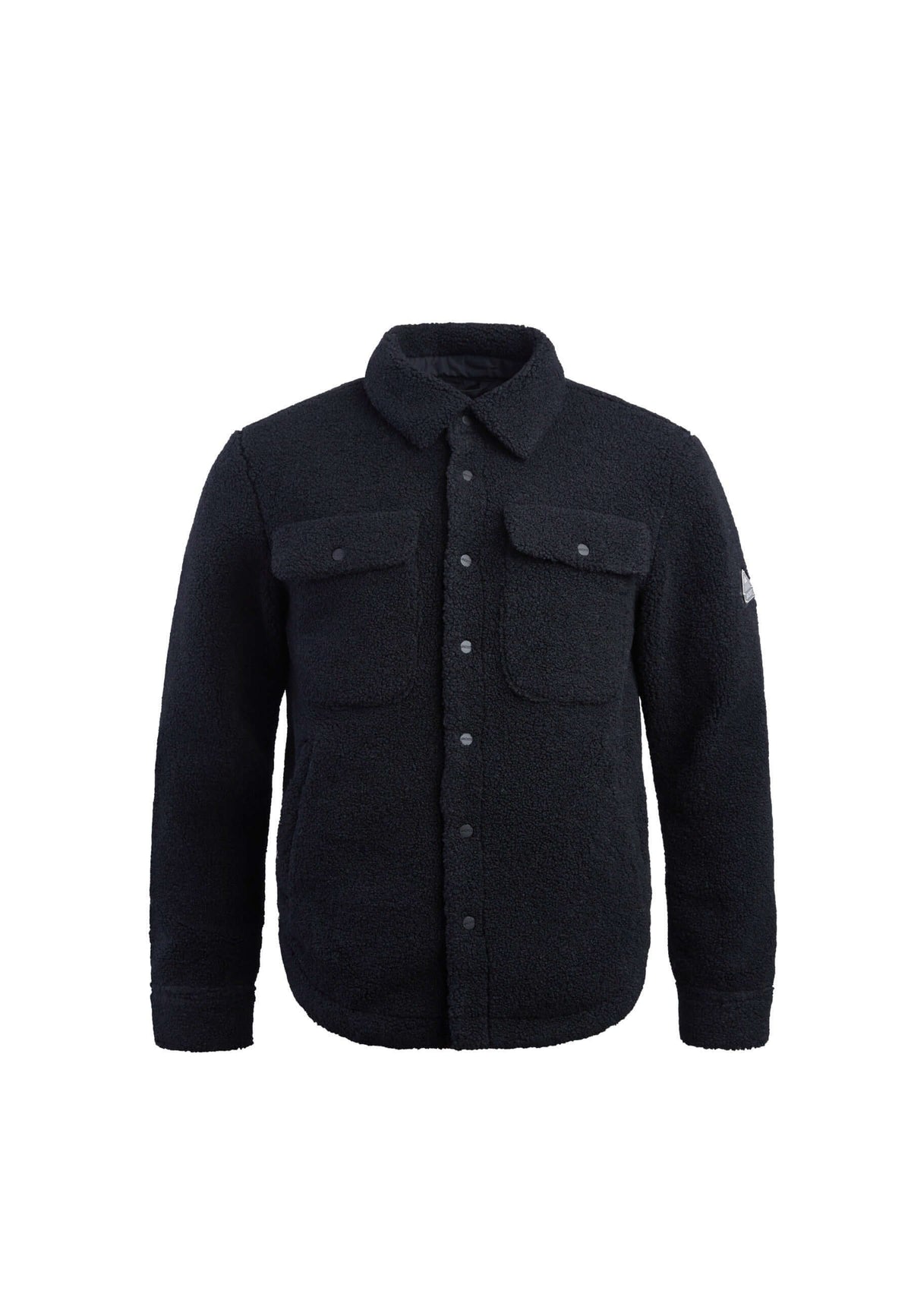 Sherpa Shirt Jacket Black flat lay swatch