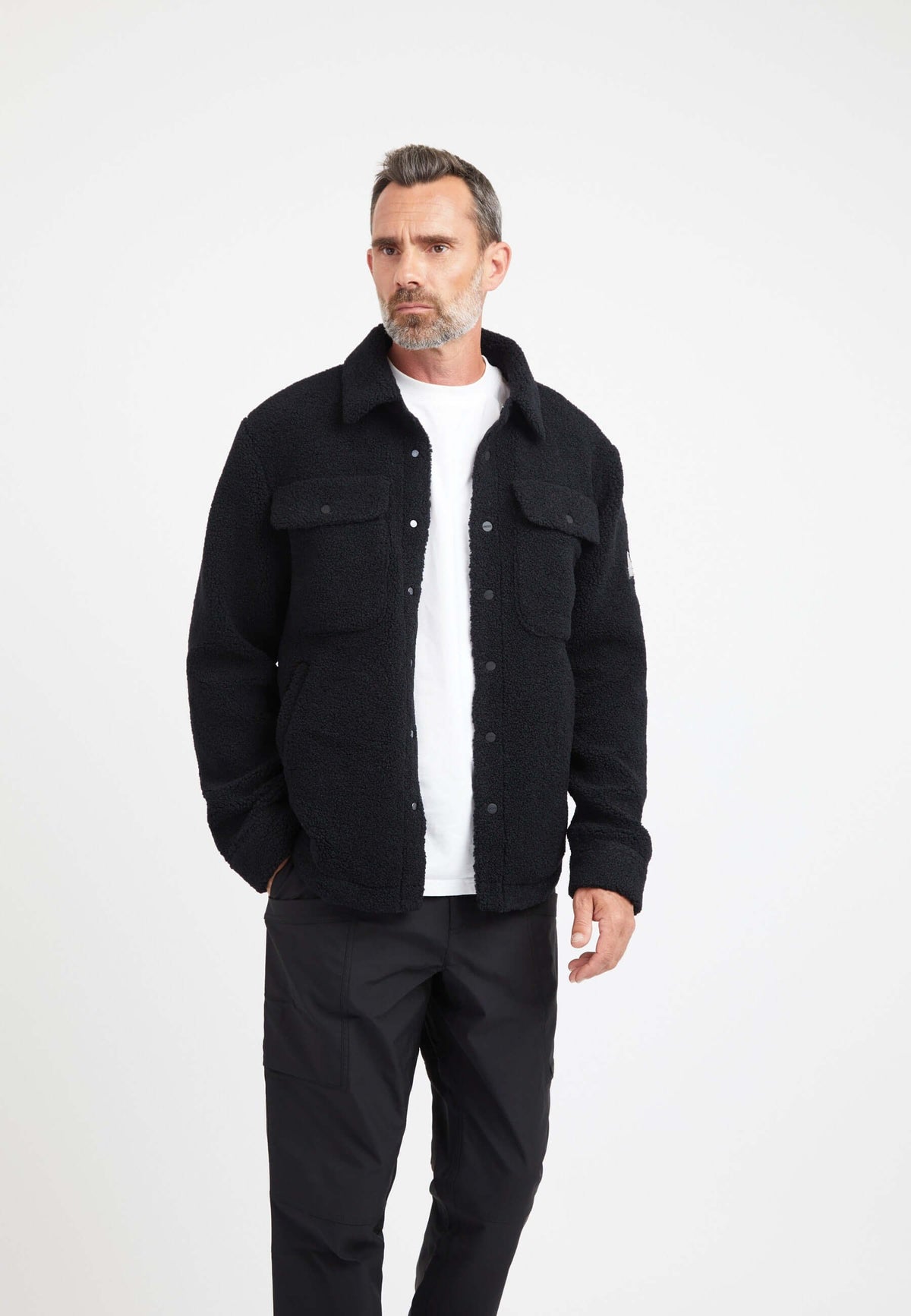 Sherpa Shirt Jacket Black styled shot by JACK1T