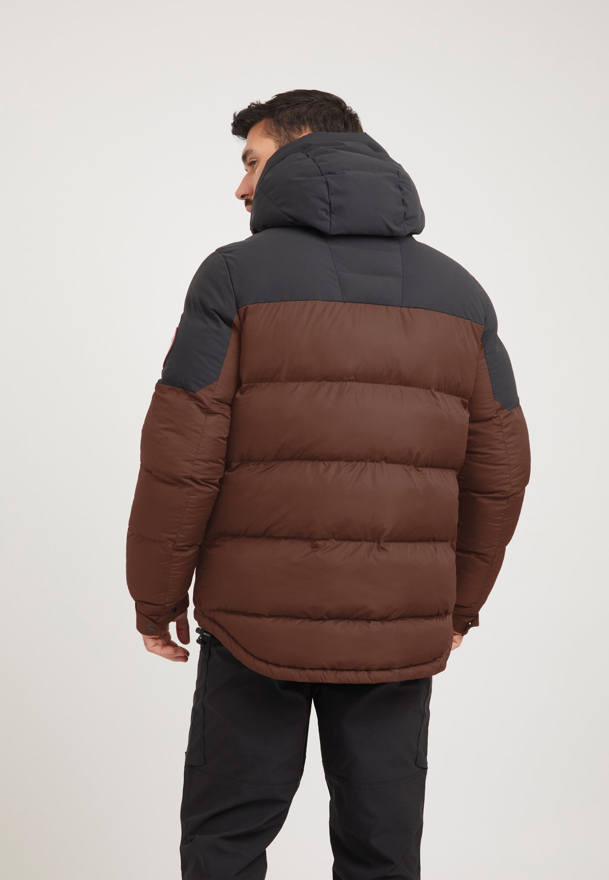 Luna Puffer Jacket Mid Brown/Black on model full length by JACK1T