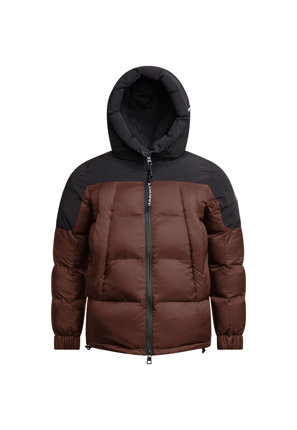 Luna Puffer Jacket Mid Brown/Black flat lay swatch