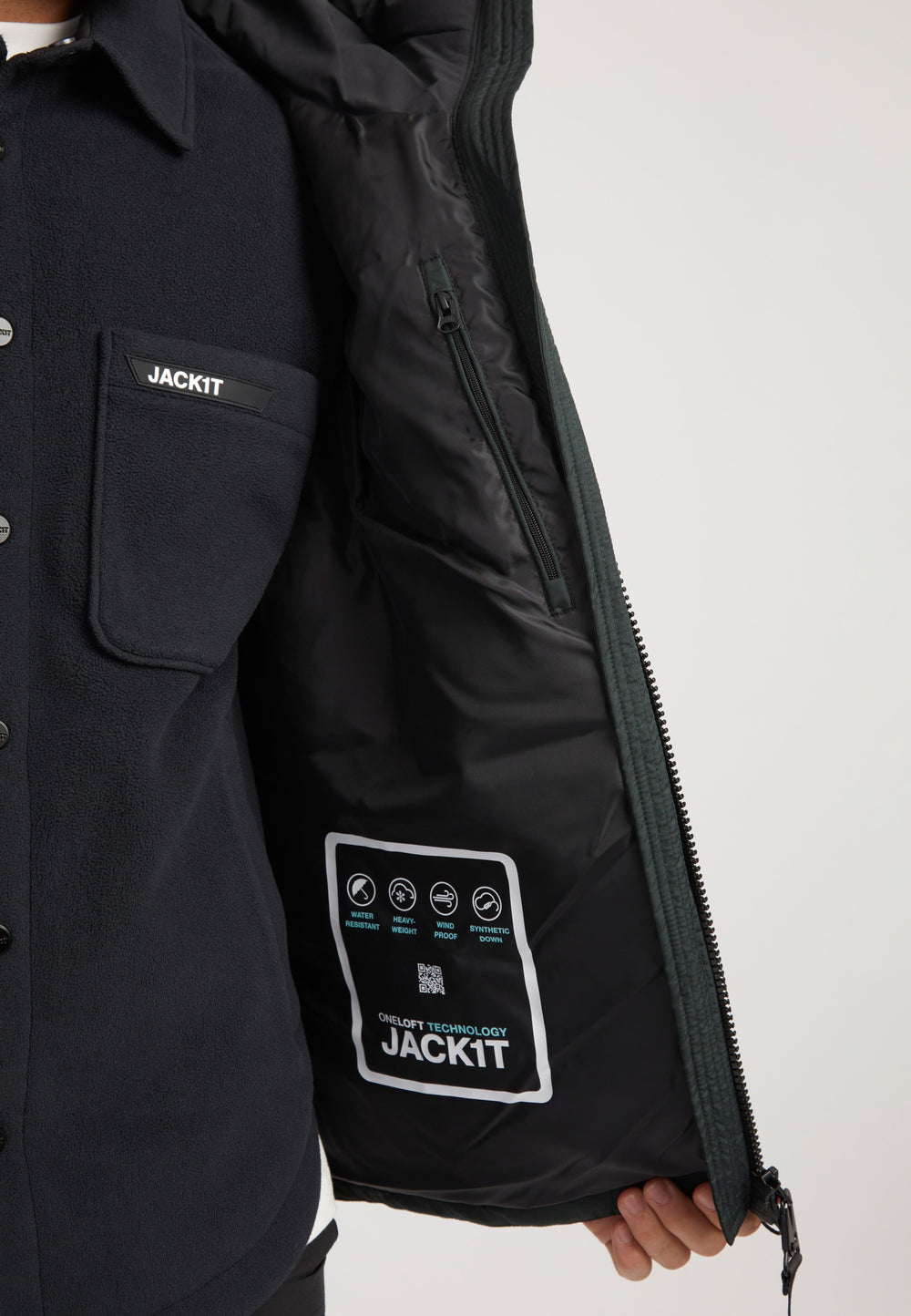Luna Puffer Jacket Olive/Black detail shot by JACK1T