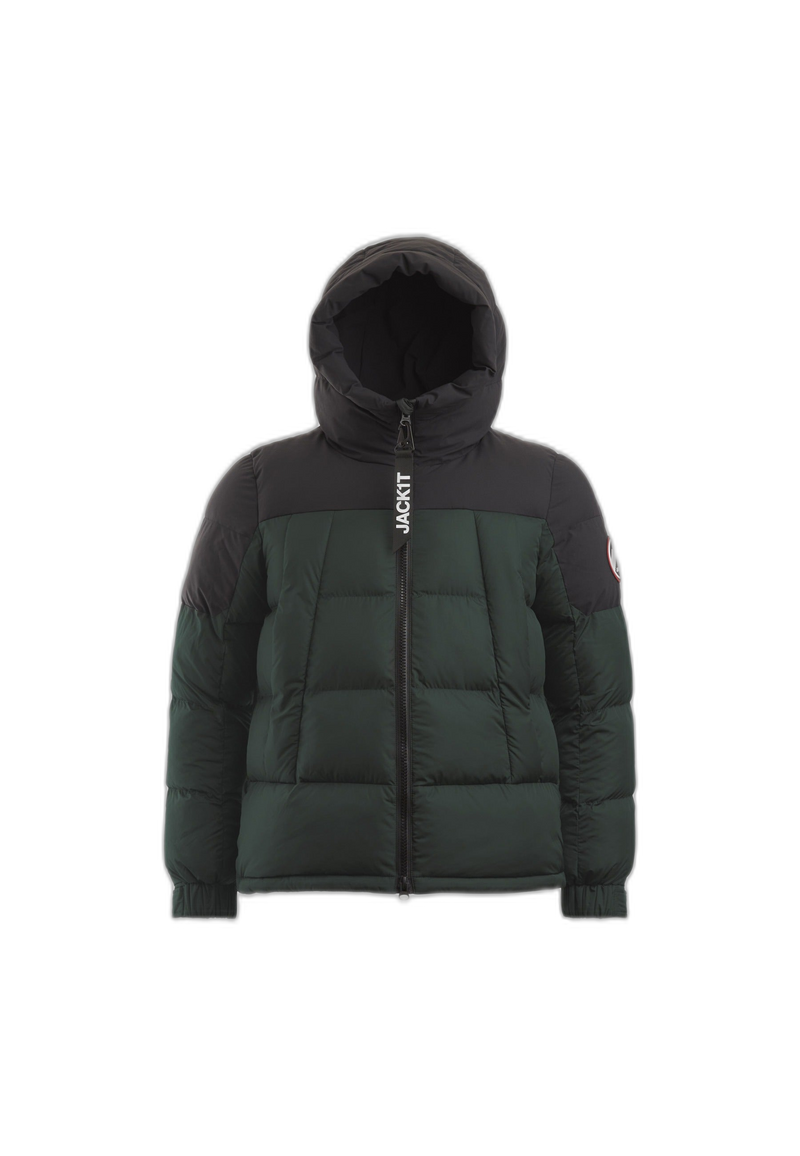 Luna Puffer Jacket Olive Black flat lay cutout