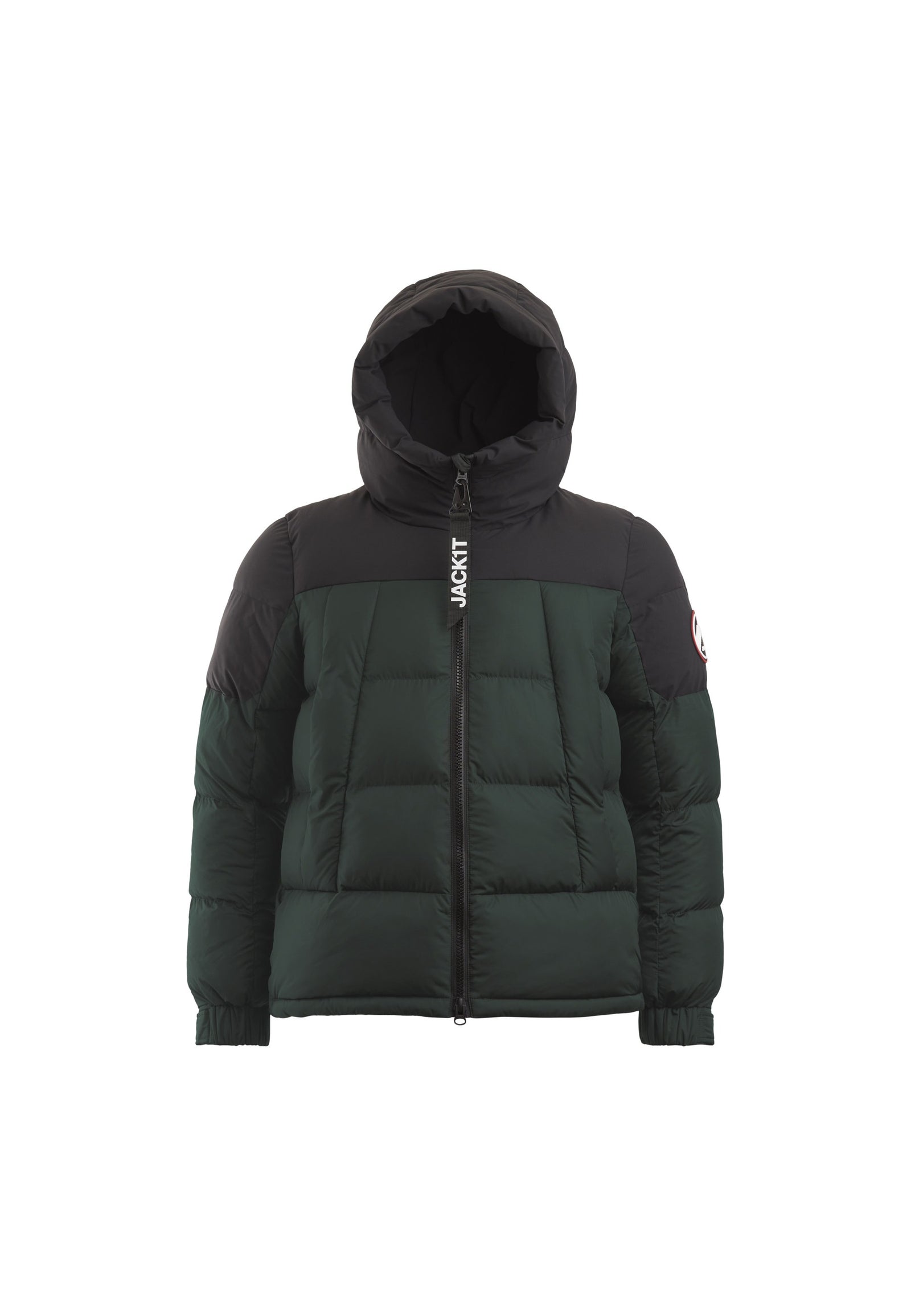 Luna Puffer Jacket Olive/Black flat lay swatch